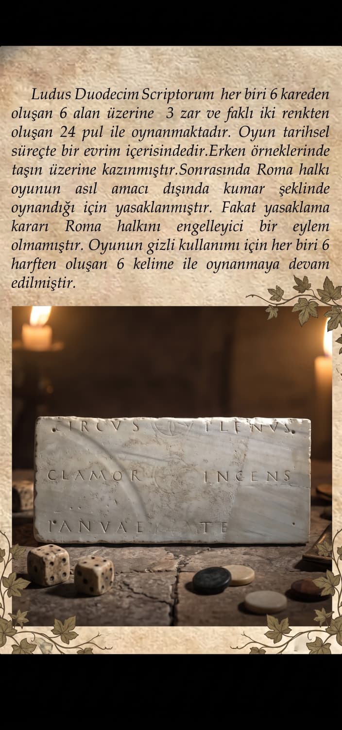 Antik mermer üzerinde Roma dönemi oyun tahtası yazıtı
